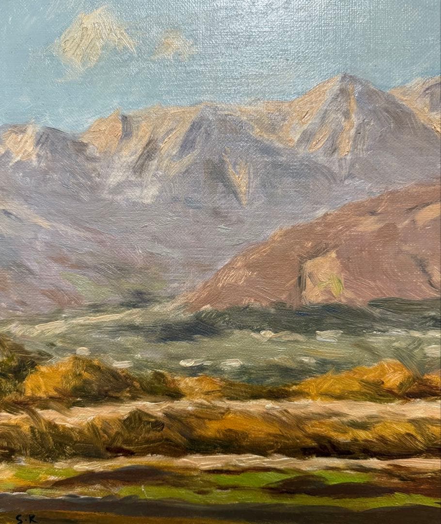 黒田清輝写【赤石山脈にて】 油彩画 山と風景 サイン入り　F6サイズ　送料込み