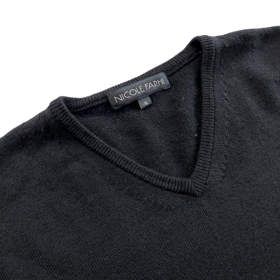 NICOLE FARHI Vネックニット XL ニコル・ファーリ モヘアセーター