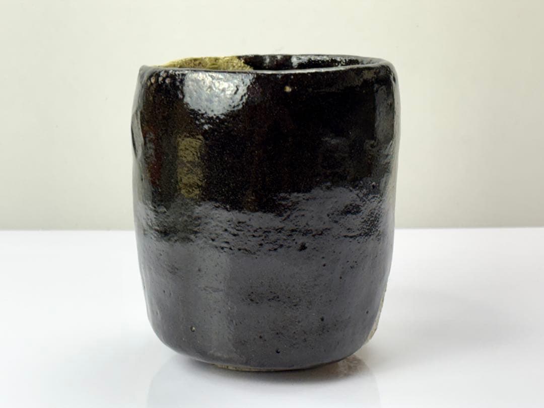 楽焼【佐々木昭楽】造 光悦写『寒月』筒茶碗 共箱共布R811179