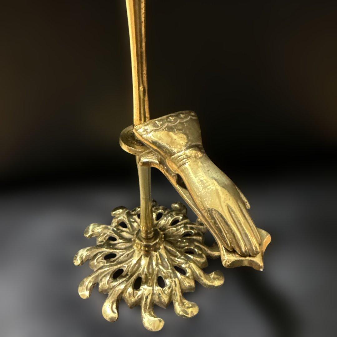 ニ*ン様 アンティーク　真鍮製ハンドクリップスタンドオブジェ