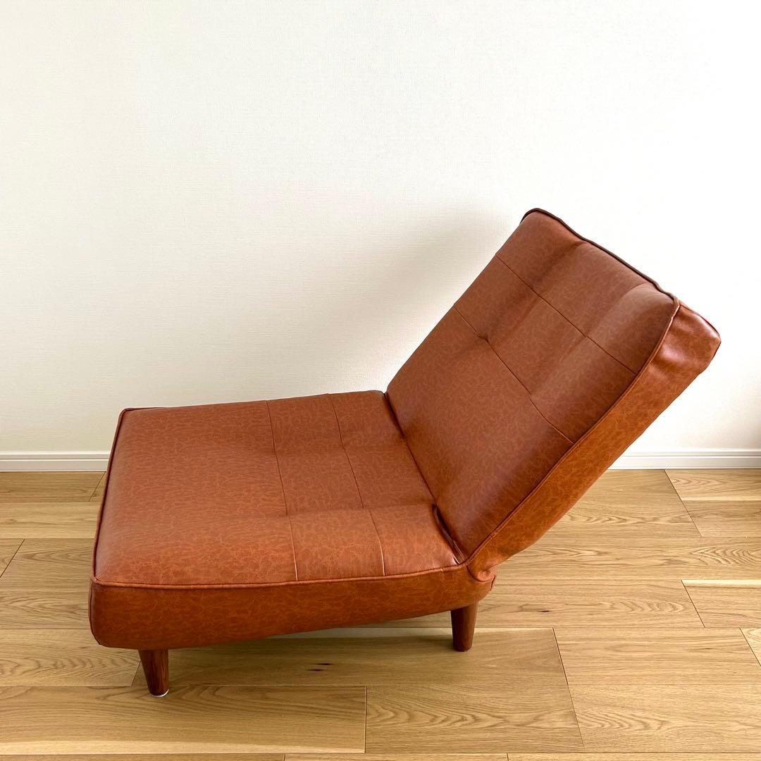 1人掛け リクライニング ハイバックソファ キャメル ヴィンテージスタイル