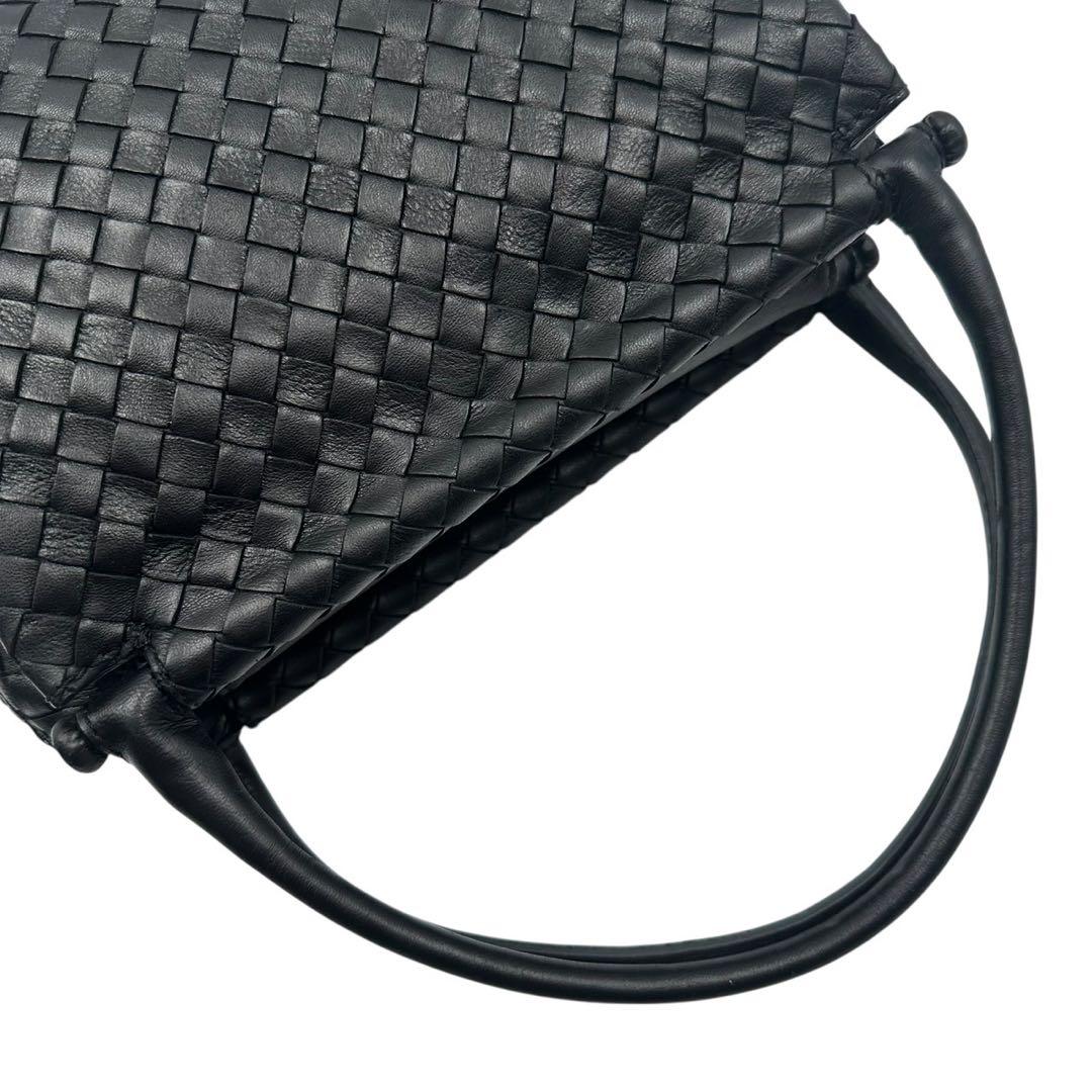 【良品】BOTTEGA VENETA ハンドバッグ イントレチャート レザー 黒