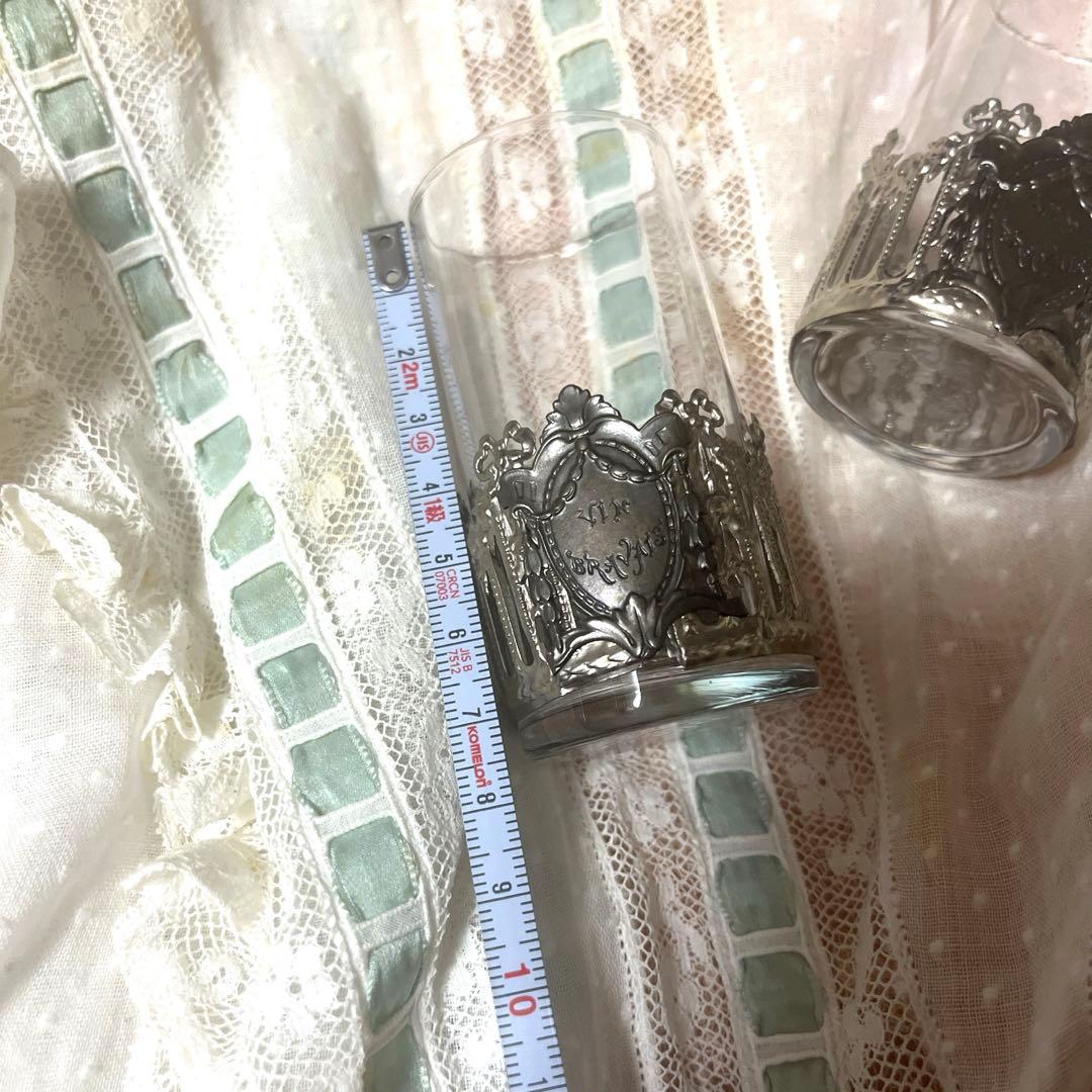 お値下げ　アンティーク　グラス　セット　リボン　ガラス　コップ　宗教