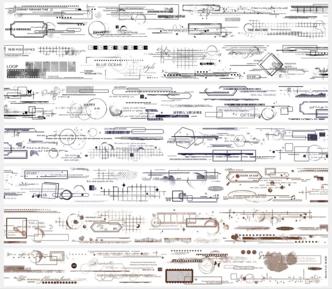 PET 旧印记 ダイカット加工 5cm×6m 海外マスキングテープ　英字