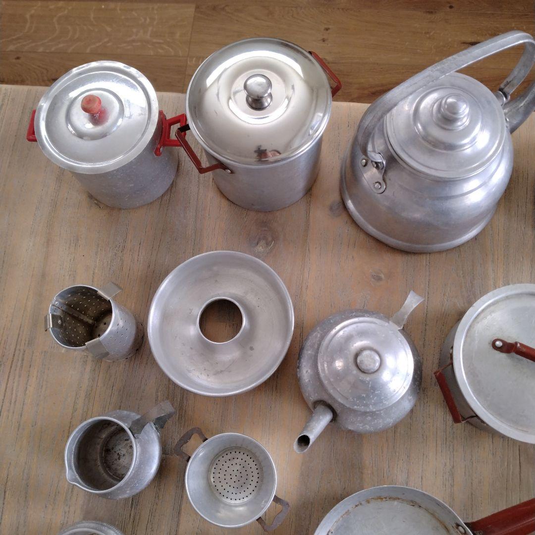 フランスアンティーク/ディネットアルミおままごとセット・ヤカン・鍋他多数