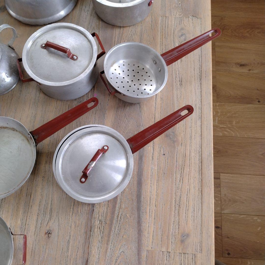 フランスアンティーク/ディネットアルミおままごとセット・ヤカン・鍋他多数