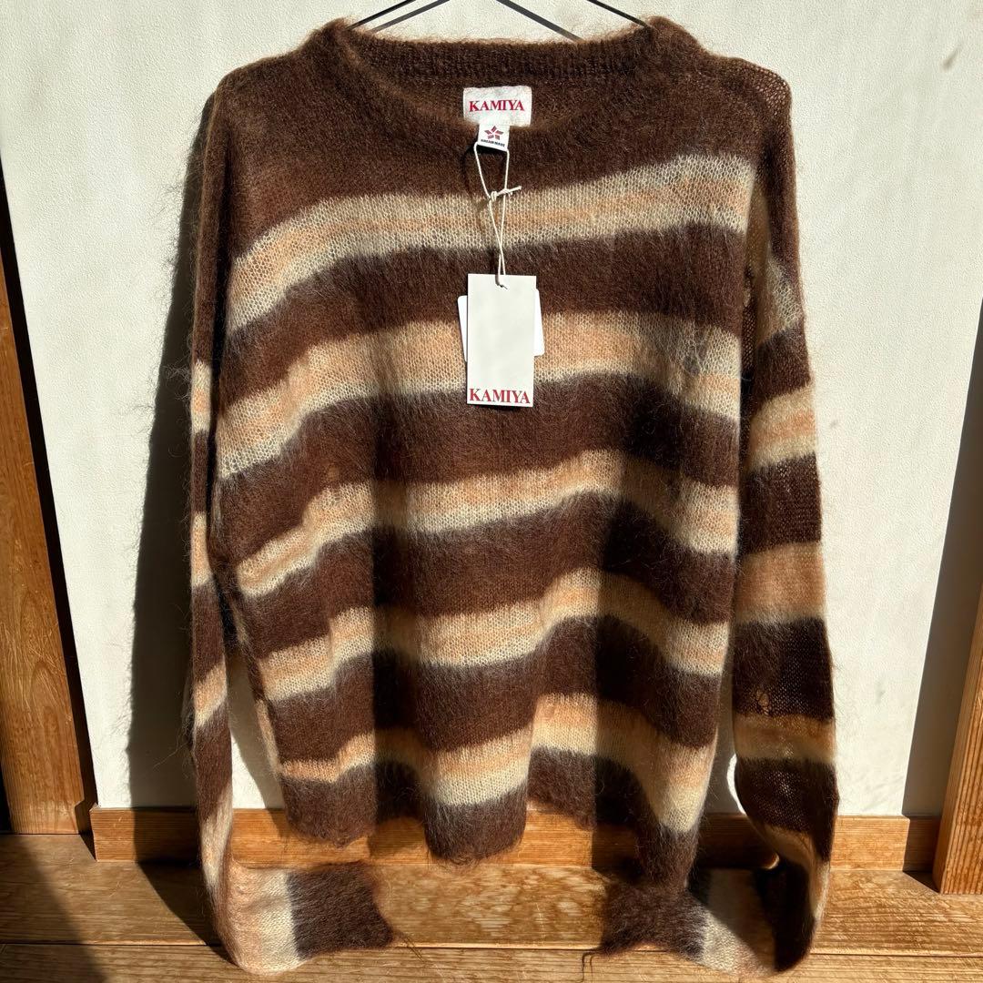 トップス KAMIYA Distressed Border Mohair Sweater