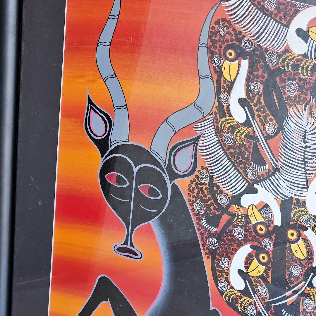 アフリカ 絵画 アート ティンガティンガ チワヤ レイヨウ 鳥 楽園 動物園