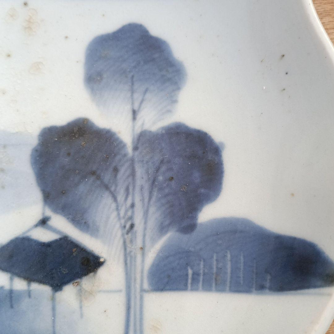 4075)古伊万里　染付皿　1枚　20cm