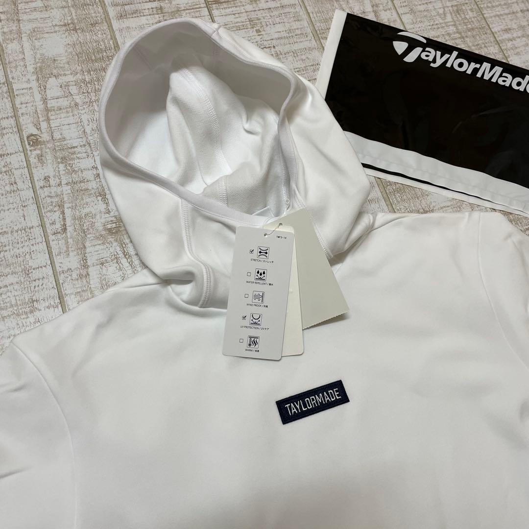 新品 テーラーメイド 長袖 パーカー 保温 胸ロゴ ホワイト Lサイズ