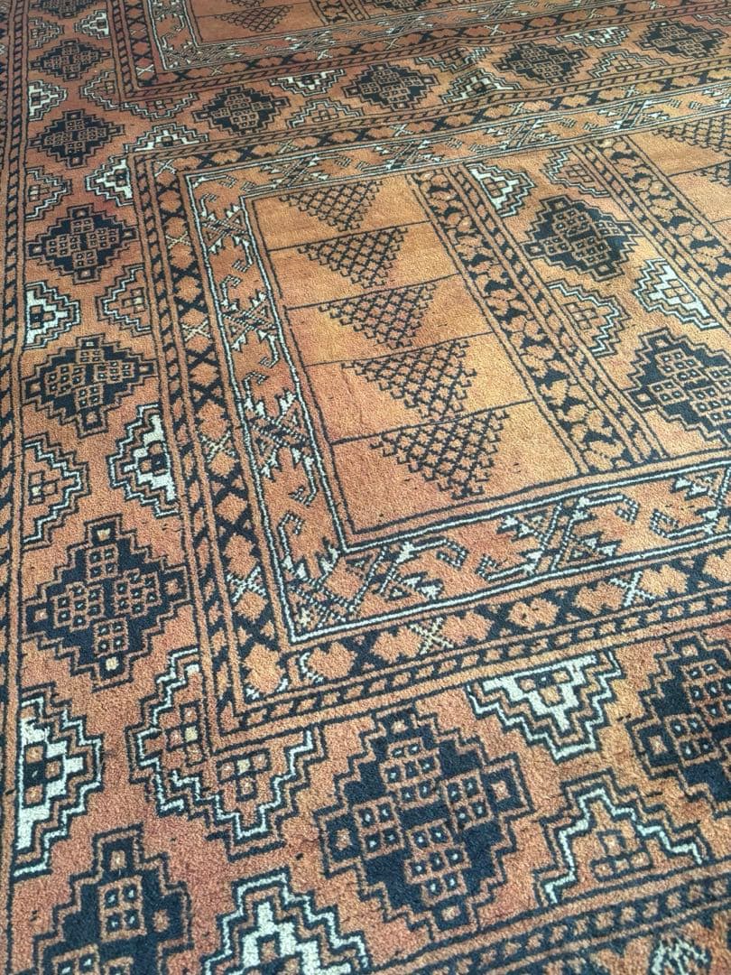 ★恵海★【ダメージあり】パキスタン絨毯　ウール　手織　ペルシャ　トルクメン