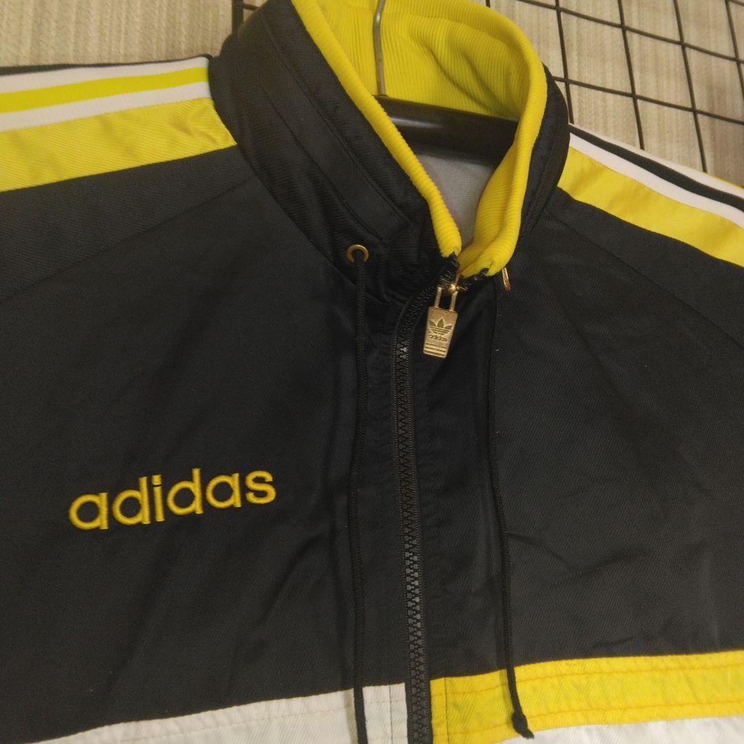 Vintage-adidasウィンドブレーカー 上下セット:2L:黒/黄/白