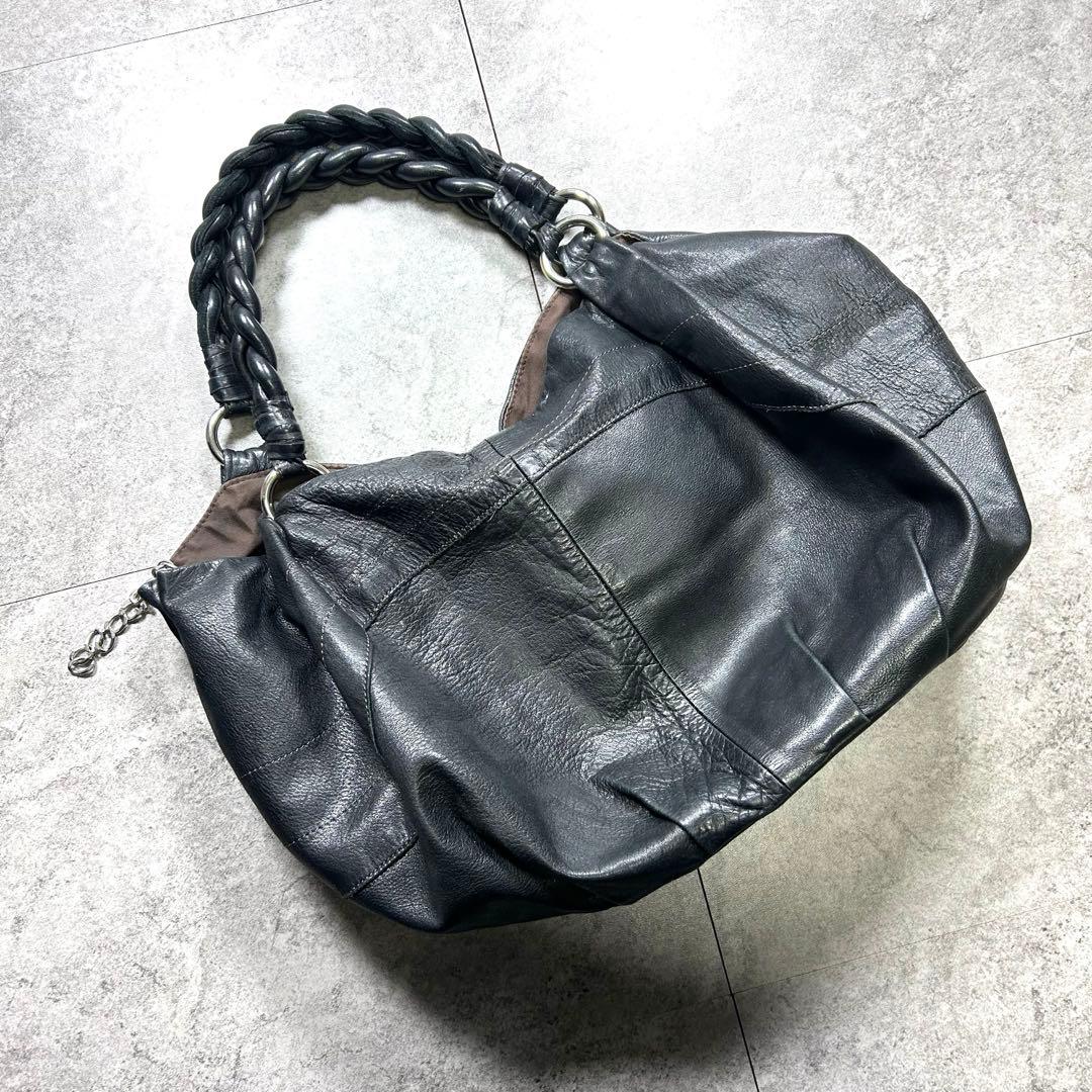 バッグ 00s/leather one shoulder bag gimmick/y2k