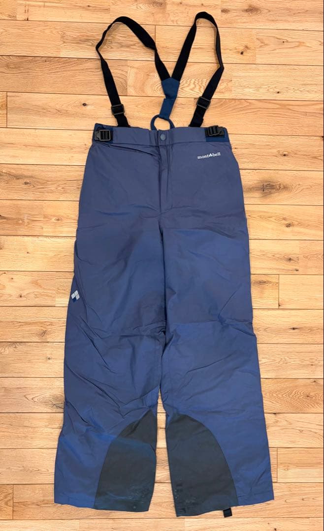 モンベルスキーウェア一式（5点）：上下ウェア（160）+手袋+マスク+ゴーグル