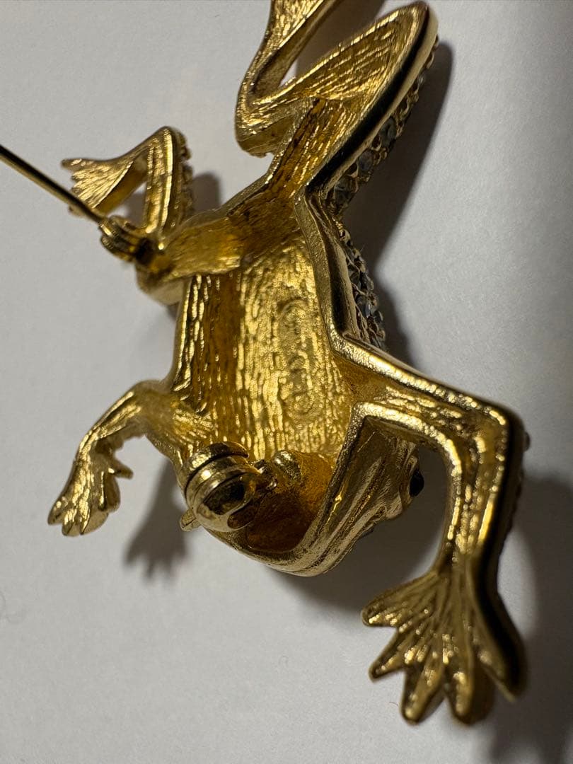 希少 クリスチャンディオール ブローチ カエル 蛙 ラインストーン ヴィンテージ