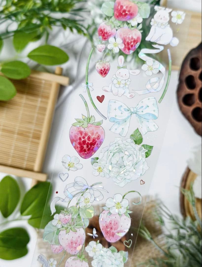 贝壳光 草莓季 6cm×10m 海外マスキングテープ イチゴ　苺