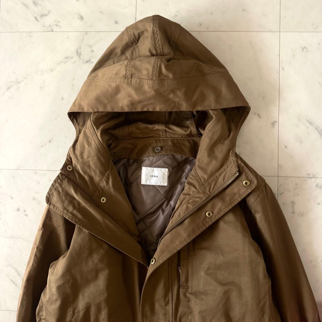 極美品♪イエナ 洗える C/Pフーデットコート ライナー付きモッズコート