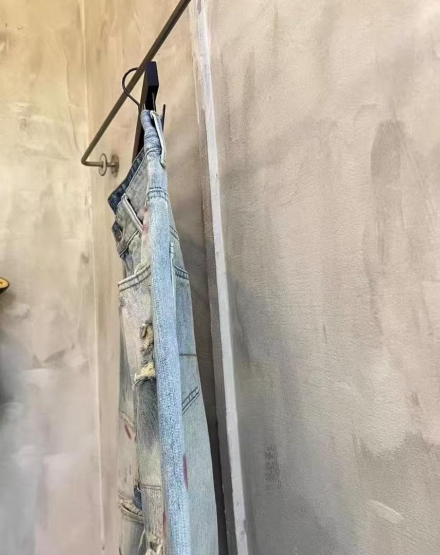 ANCELLM25ssダメージ加工 ライトブルーデニムパンツ