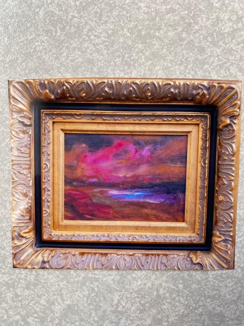 最終価格　油彩画菊地正則　「遥かなる地空」F4 額付き　美しさ　迫力　癒し　美品