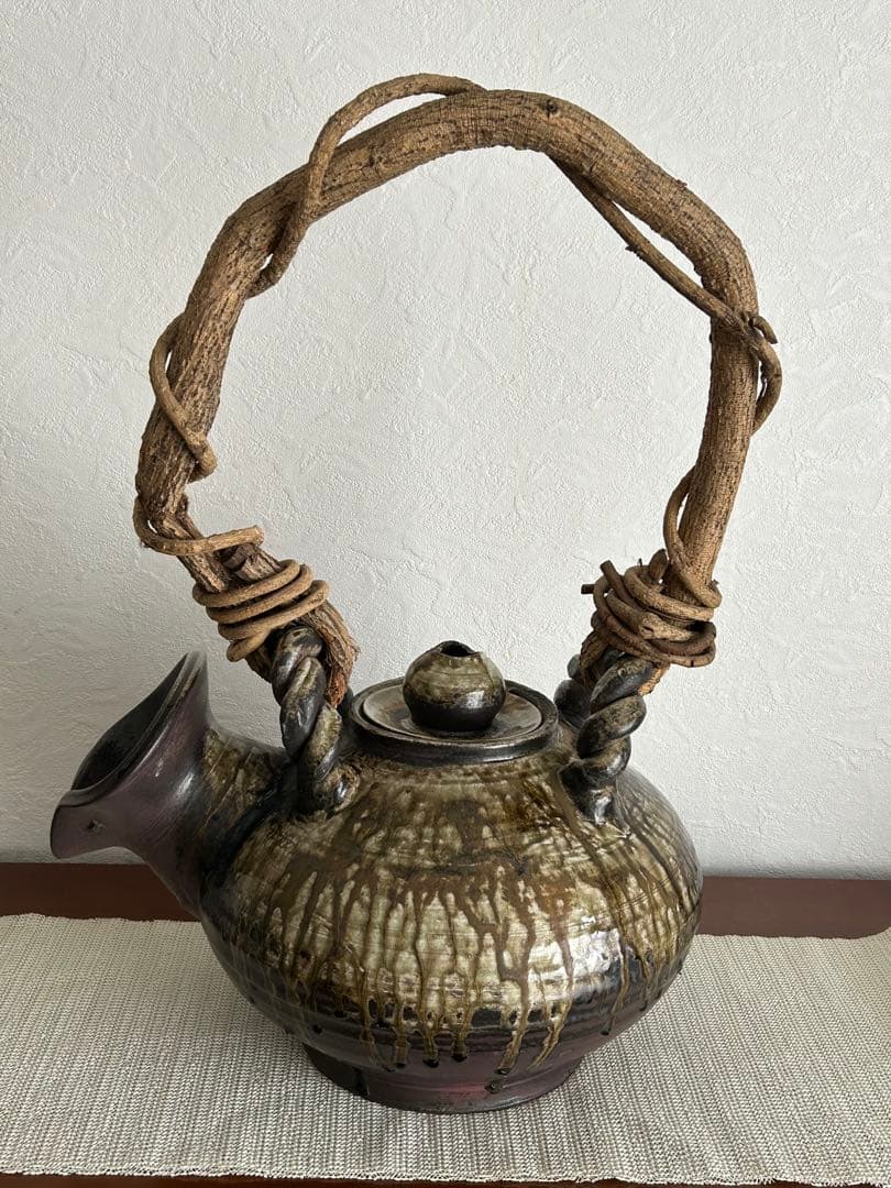 【送料無料】信楽焼　手造り　土瓶　花瓶　置物　特大