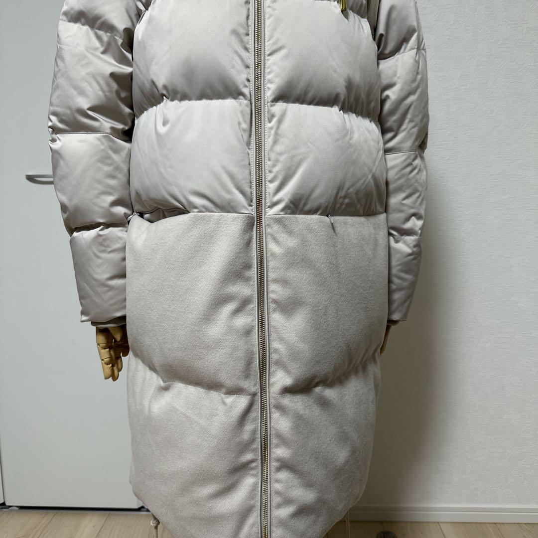 デュノDUNO ダウンコート アウターフード切替 ウール 44アイボリー