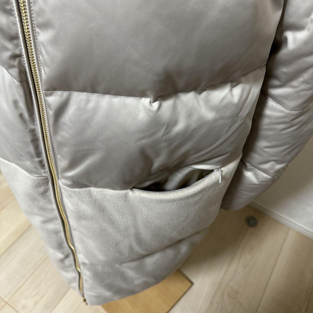 デュノDUNO ダウンコート アウターフード切替 ウール 44アイボリー