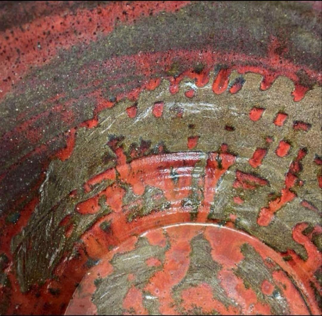 美しい赤鉢　睡蓮鉢　特大