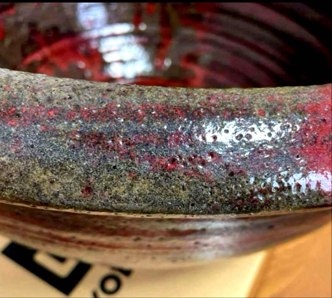 美しい赤鉢　睡蓮鉢　特大