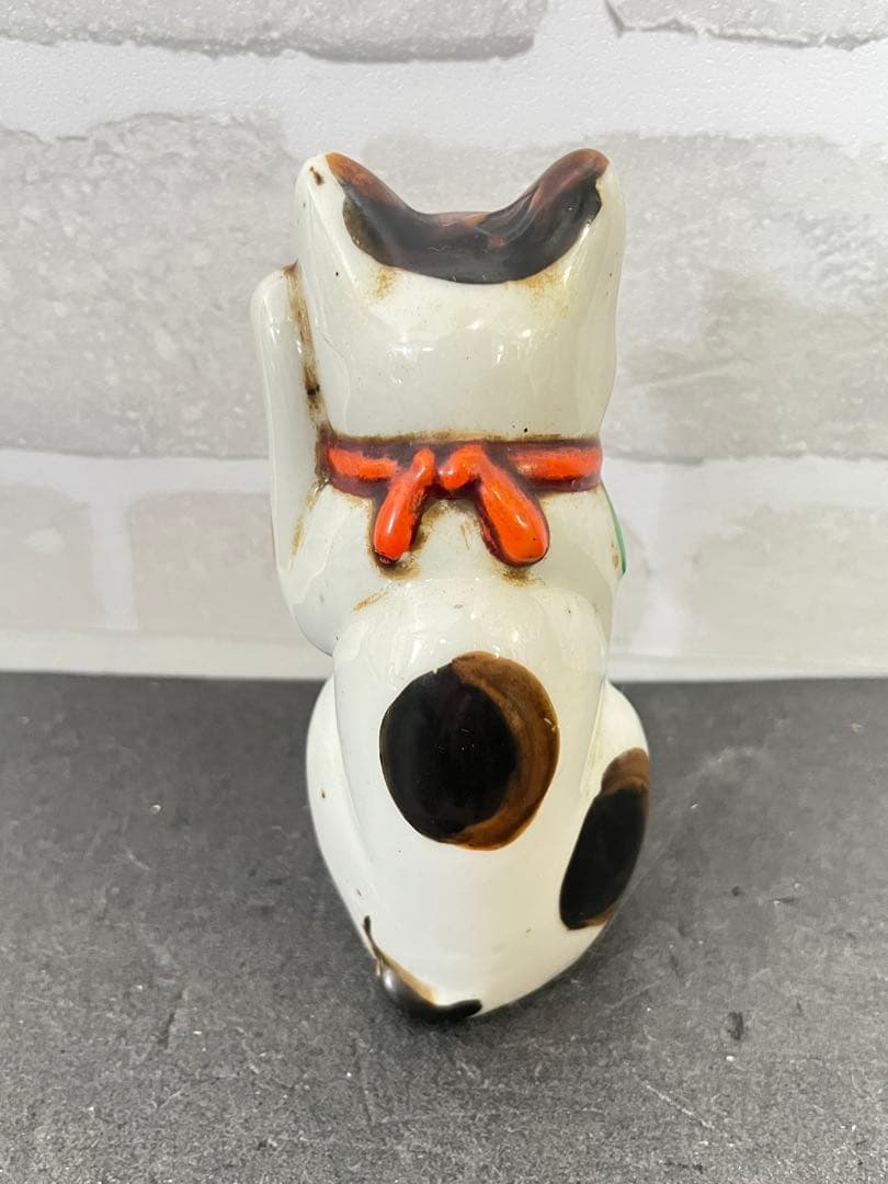 古美術 招き猫 陶器製 置物 骨董品 約12.5㎝