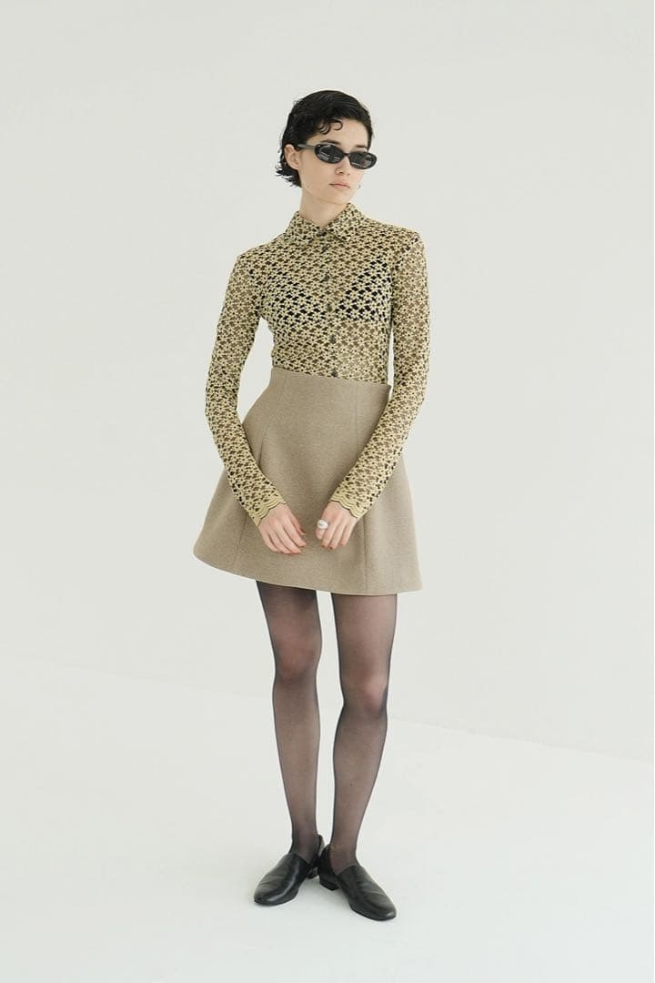 トップス CLANE 3D FLOWER LACE SHIRT