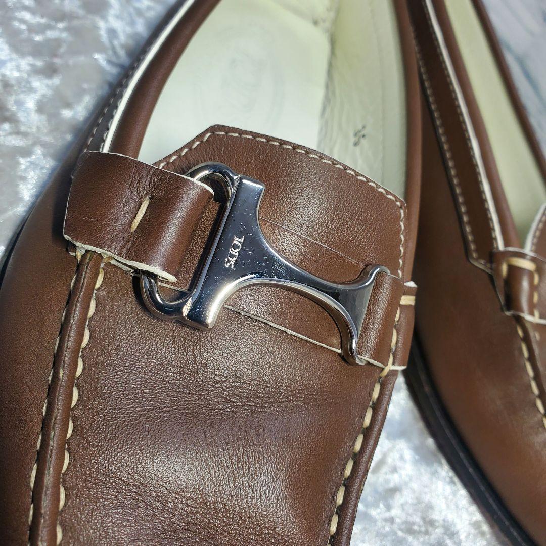 【極美品】✨TOD'S トッズ 22cm ローファー 革靴 T金具 茶系 35