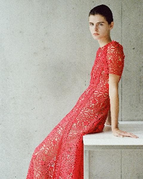 ｙ*ｉ様 セルフポートレイト ワンピース ギピュールレース 赤 UK10 未使用