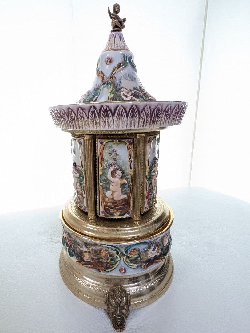 【美品 動作確認済み】REUGE リュージュ★陶器製★オルゴール★口紅タバコ入れ