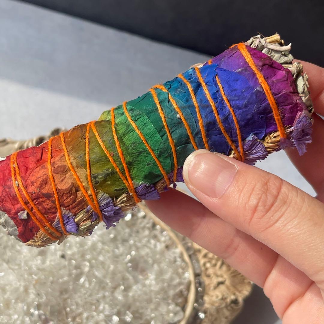 ローズ スターチス ホワイトセージ バンドル  ローズクォーツ ハート セット