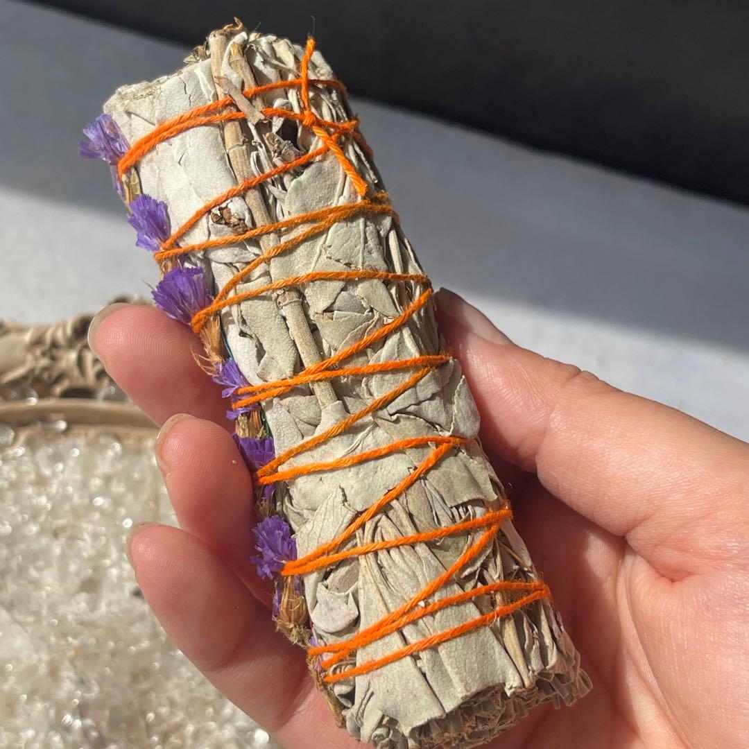 ローズ スターチス ホワイトセージ バンドル  ローズクォーツ ハート セット