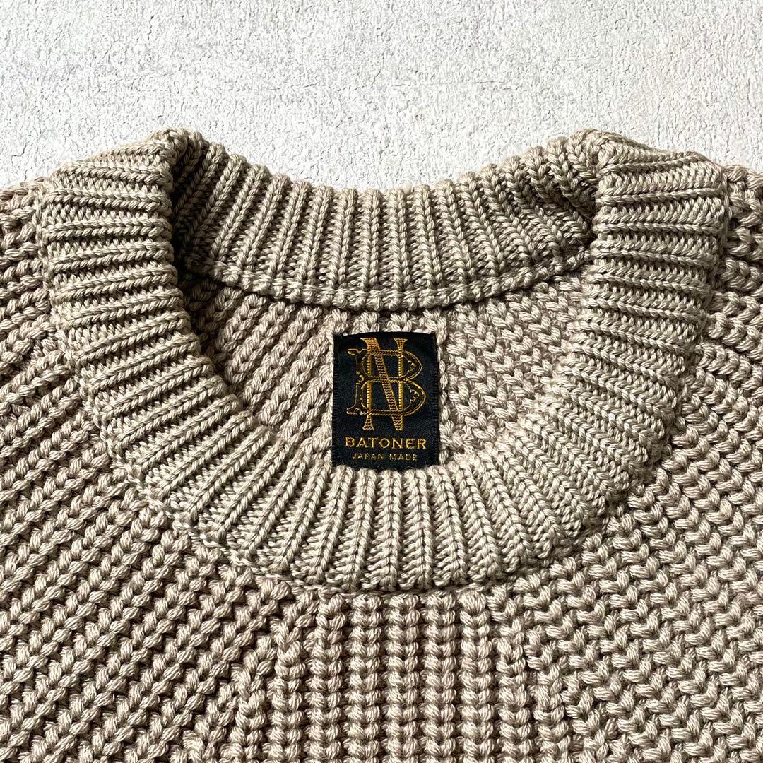 トップス BATONER WOOL SIGNATURE CREW BEIGE SIZE2