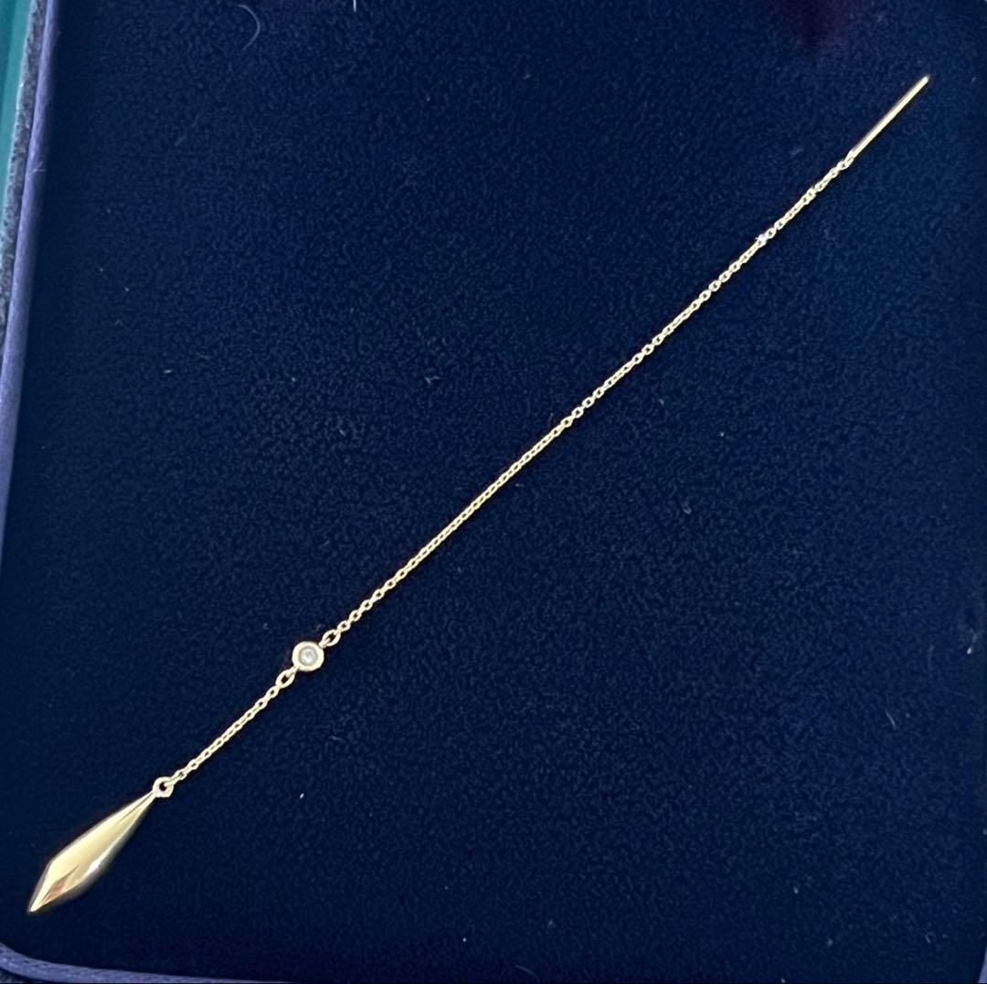 [片耳のみ] ツツミ K18 イエローゴールド 天然ダイヤ ピアス 美品