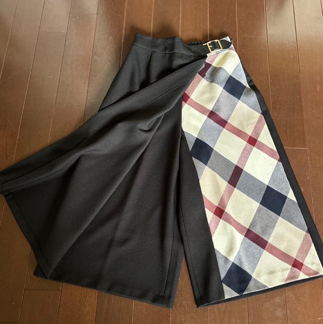 ブルーレーベルウールライクツイルガウチョパンツブラックサイズ38