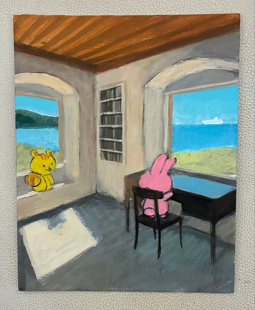 アクリル画合作　イワフネカナメ x モモ