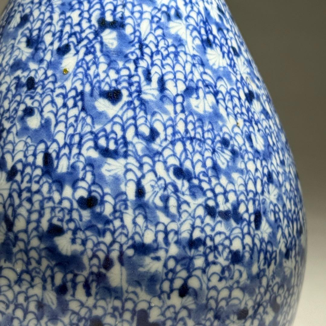 ◆古伊万里 染付微塵唐草文徳利 一輪挿し 花瓶 江戸時代中期〜後期 金継ぎ◆