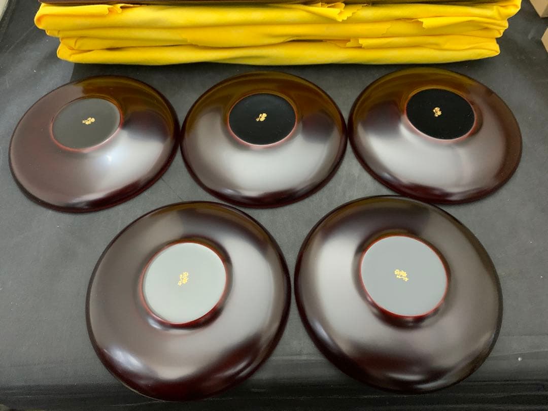 溜塗　輪島塗　慶塚茶托５客