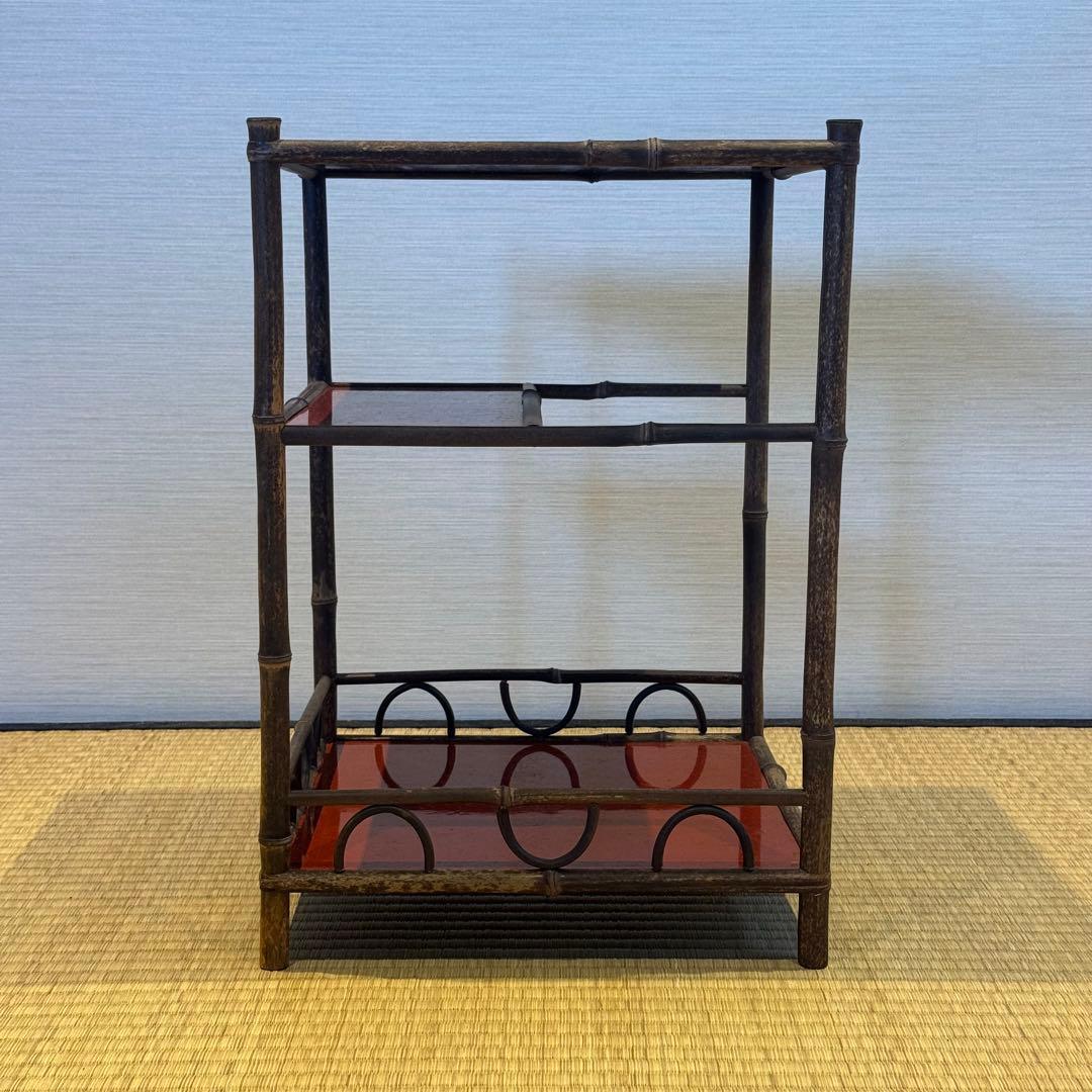 君子棚 斑竹 天然竹 水指棚 茶棚 紙箱 美品 茶道具