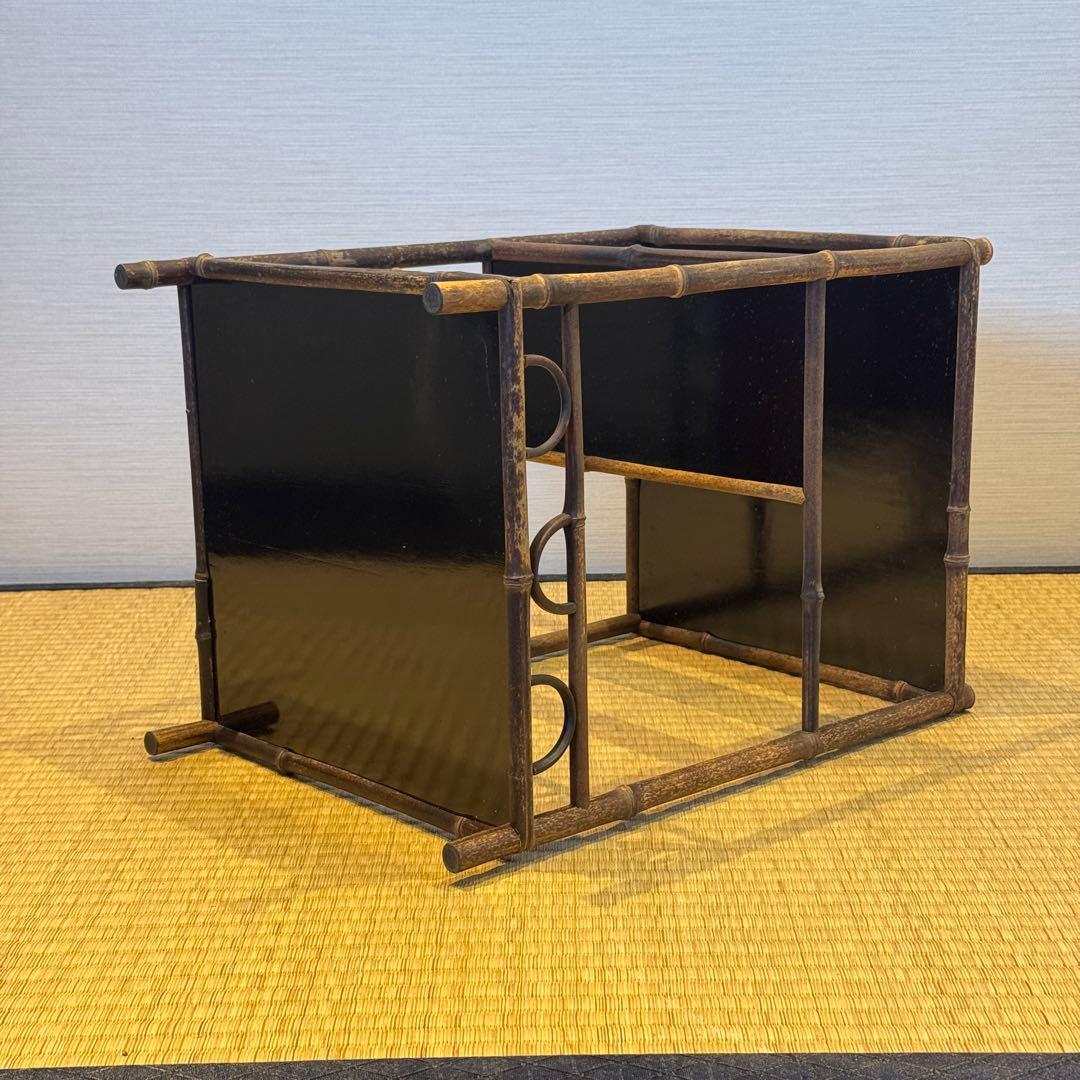 君子棚 斑竹 天然竹 水指棚 茶棚 紙箱 美品 茶道具