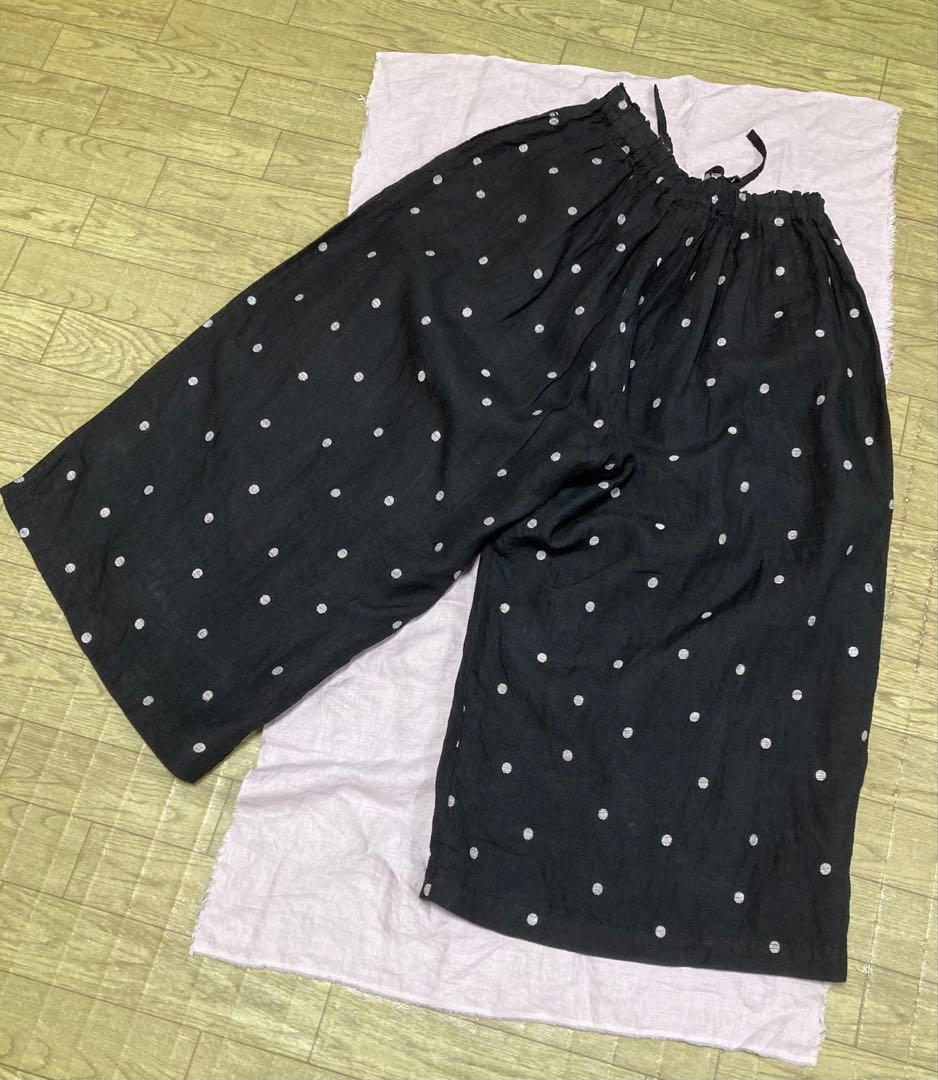 ICHI Antiquites イチアンティークスリネンドットイージーパンツ水玉