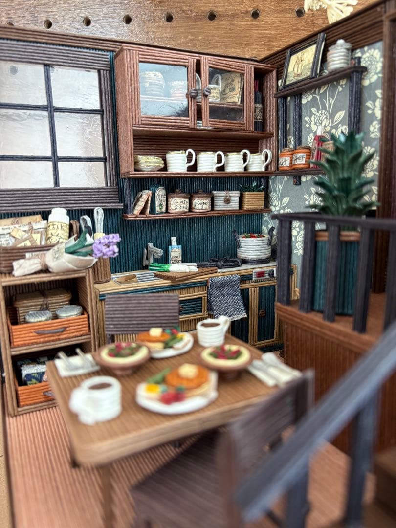 紙バンド　エコクラフト　ミニチュアダイニングキッチン