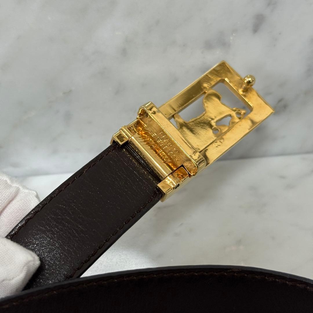 美品 CELINE セリーヌ ベルト 馬車金具 ホース ブラック ゴールド