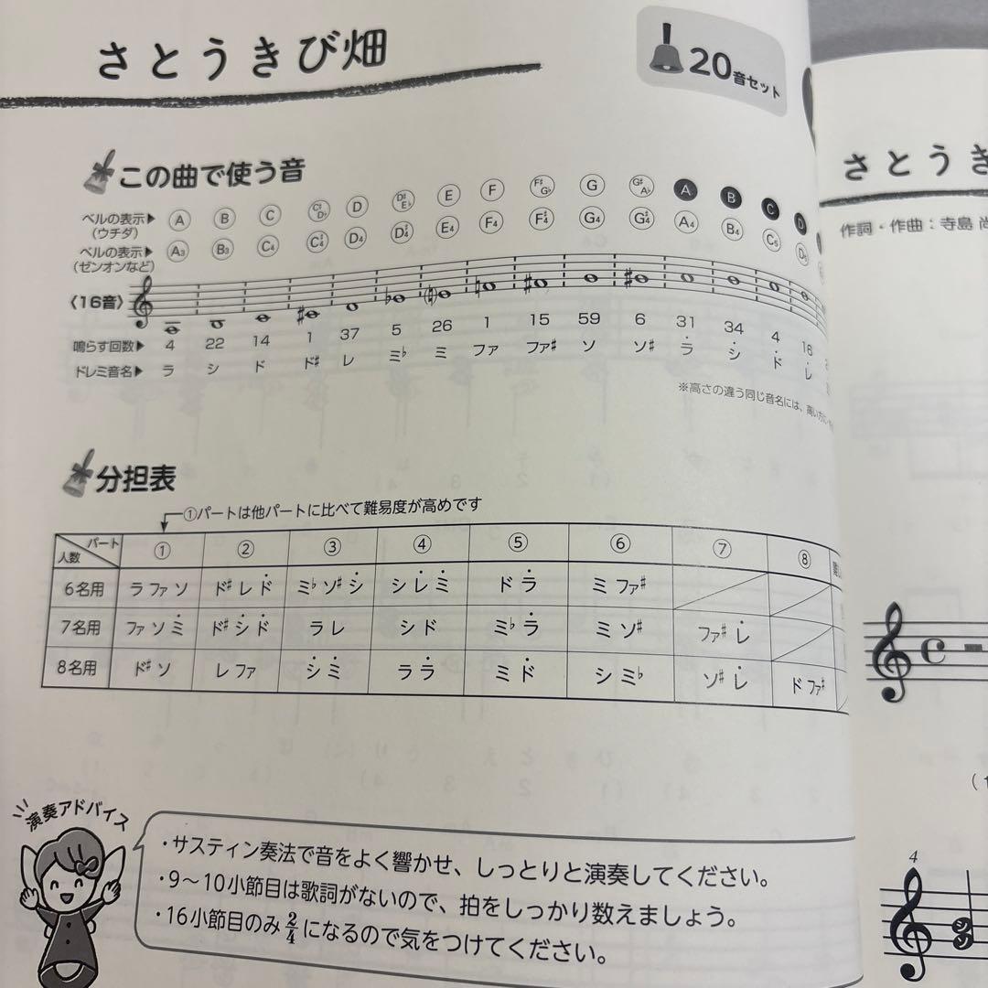 内田洋行ハンドベル21音・ヤマハ楽譜セット