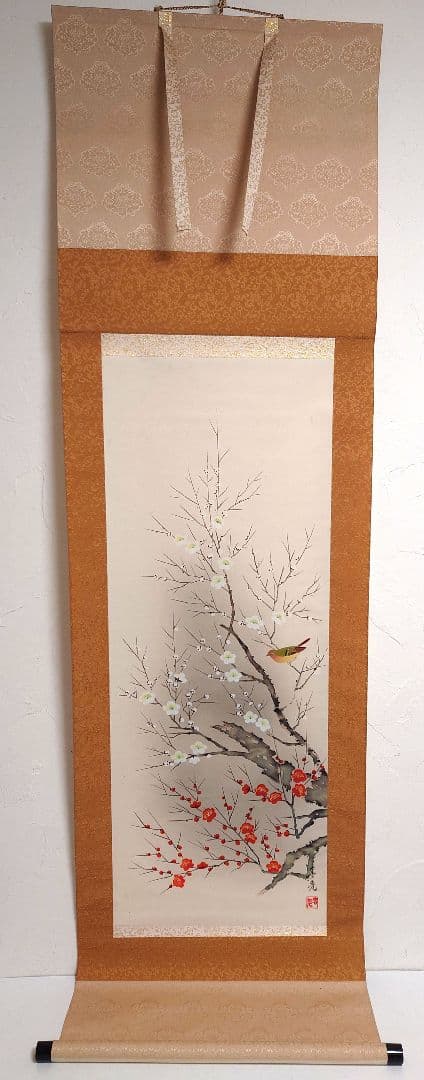 掛け軸 春光作 紅葉 紅白梅 柳に鮎 和室 茶室 仏間 昭和レトロ