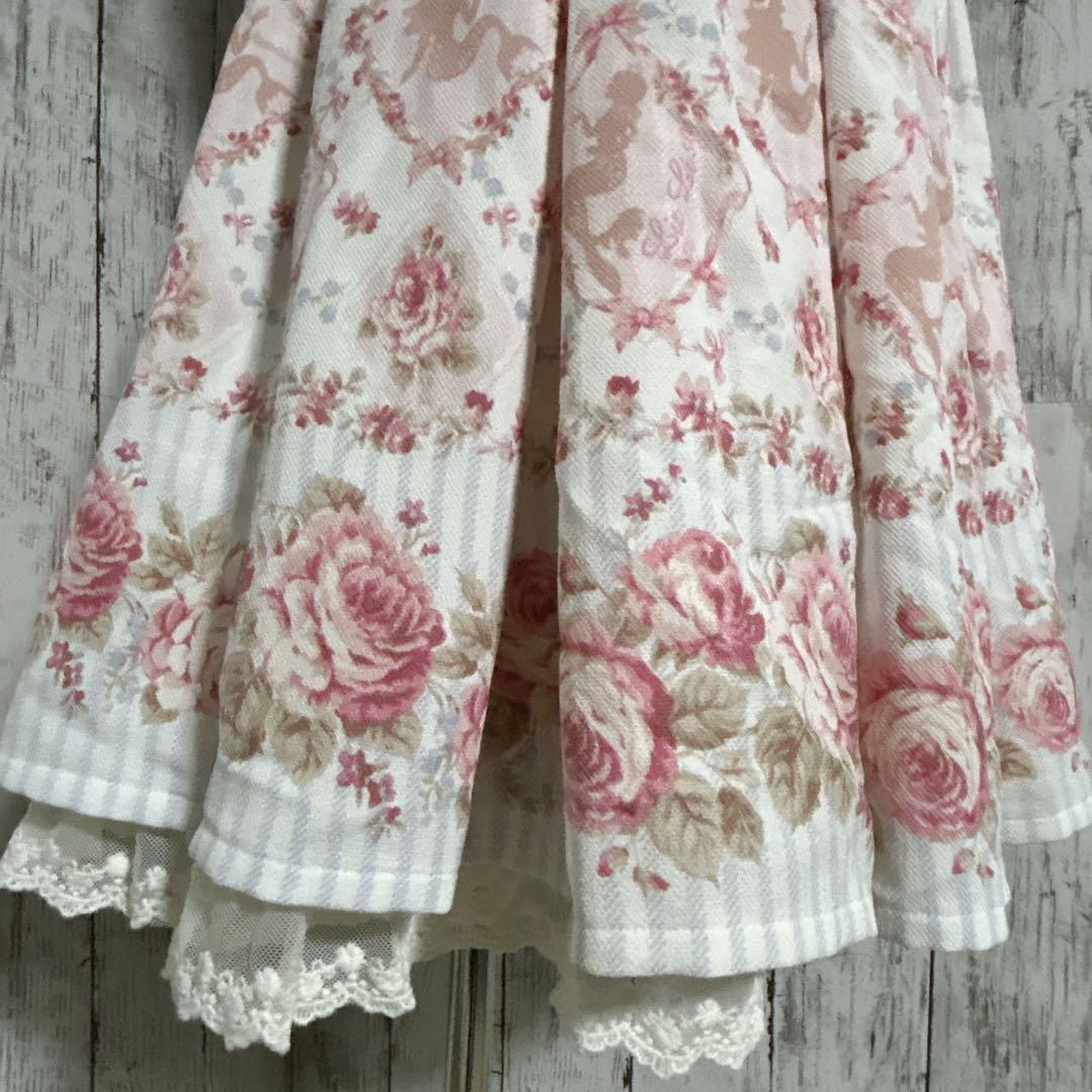 極美品【リズリサ】ローズ柄レースアップワンピース ロリータ ゴスロリ 姫系 花柄