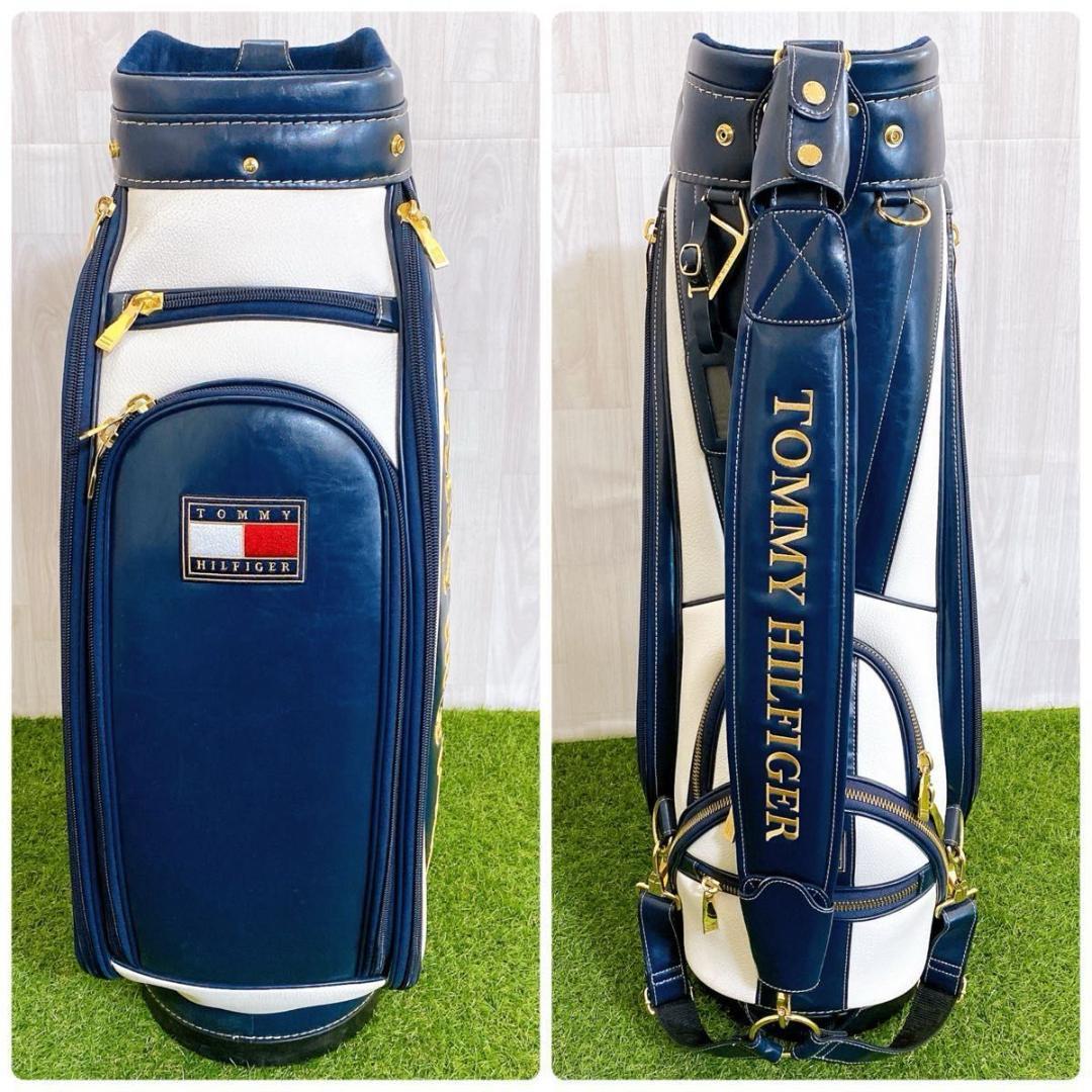 希少 トミーフィルフィガー 高級 キャディバッグ ゴルフバッグ 3点式 レザー